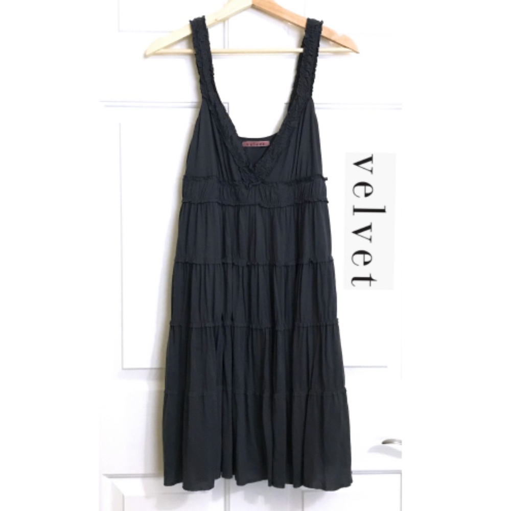 Velvet Crepe TieredRuffle Tent Dress Anthropologie
